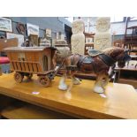 Ceramic dray horse and cart