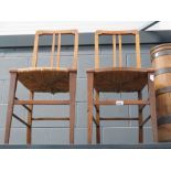 Pair of oak chairs with rush seats a/f