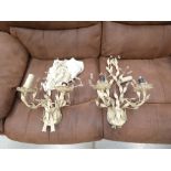 Pair of foliate scrolled wall sconces