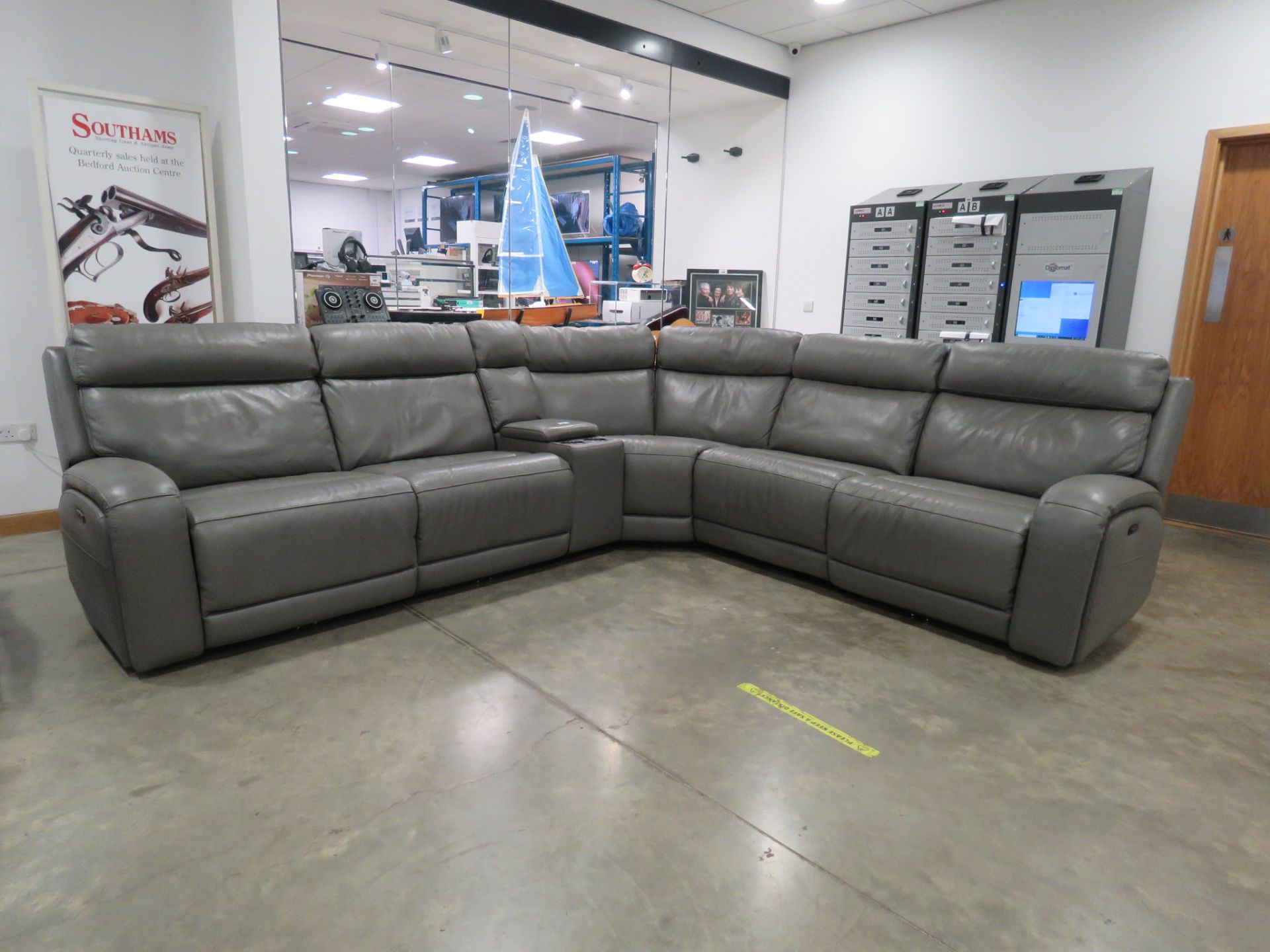 Grey faux leather adjustable modular corner sofa