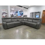 Grey faux leather adjustable modular corner sofa