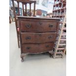 Reproduction walnut 3 drawer serpentine chest of drawers