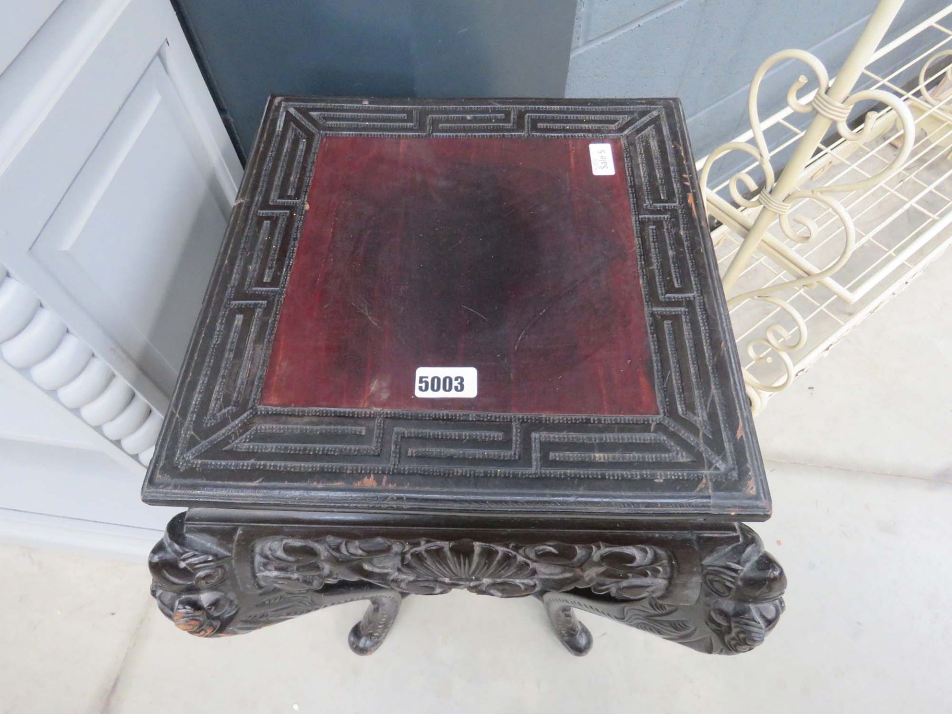 Chinese style 2 tier ebonised table - Image 2 of 2
