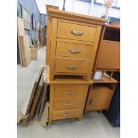 Pair of contemporary oak 3 drawer bedside cabinets