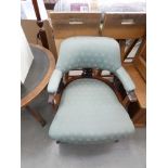 Edwardian mahogany and upholstered tub chair