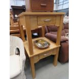 Pair of contemporary oak lamp tables with single drawers