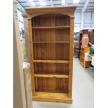 Pine open fronted adjustable bookcase