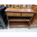 Reproduction mahogany open bookcase with 2 drawers over