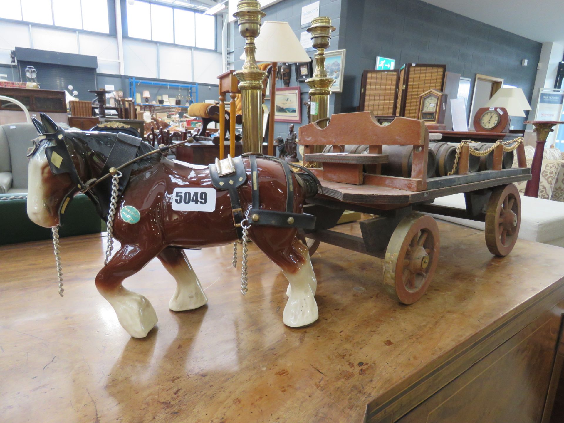 Ceramic shire horse and cart