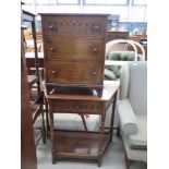 Oak chest of 3 drawers and an oak single drawer side table