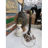 Studio pottery table lamp plus 2 others