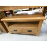 Oak effect TV stand with 2 drawers below