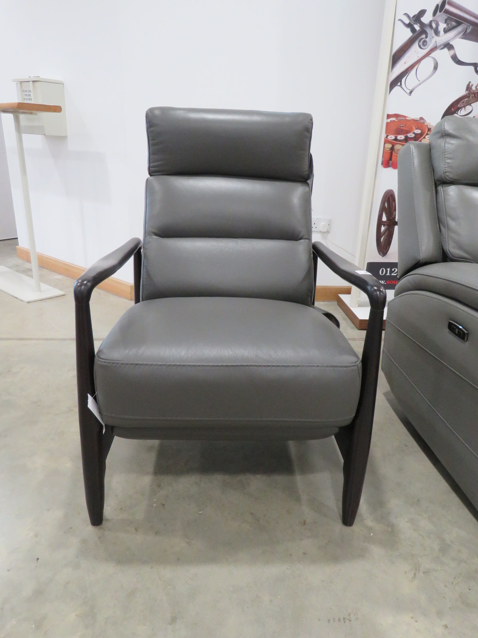 Gilman Creek grey leather push back reclining chair