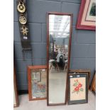 Narrow mirror in dark oak frame