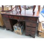 Reproduction mahogany twin pedestal desk