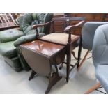 Reproduction mahogany gateleg table and a chair with lift seat