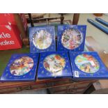 Set of five Disney porcelain plates