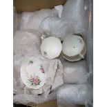 Box containing quantity of Royal Albert Lily of the Valley patterned crockery