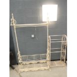 Grey metal scroll work hall stand and matching shelf