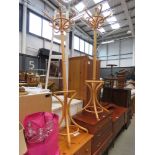 Pair of Thonet style beech bentwood hat and coat stand