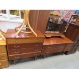 1960's walnut finished dressing table and matching chest of four drawers