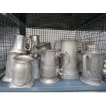 Cage containing quantity of pewter ware