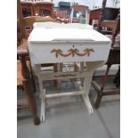 White painted and gilt lift top desk