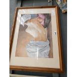 5077 Framed Lithograph of a resting lady