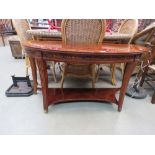 Reproduction mahogany demi lune console table