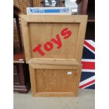 2 pine toy boxes