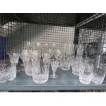 Cage containing quantity of tumblers, sherry and wine glasses