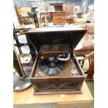 Oak cased HMV gramophone