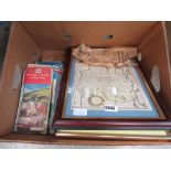 Box containing ordnance survey and framed maps