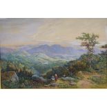 Continental School, late 19th/early 20th century, Figures in a mountainous landscape,