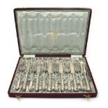 A set of six early 20th century Austrian silver plated dessert knives and forks in the Art Nouveau