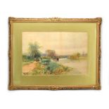Henry Charles Fox RBA (1860-1925), 'Towpath on the Thames', signed and dated 1903, watercolour,