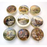 Nine pot lids and jars including a view of Osborne House, Pegwell Bay and others, max d.
