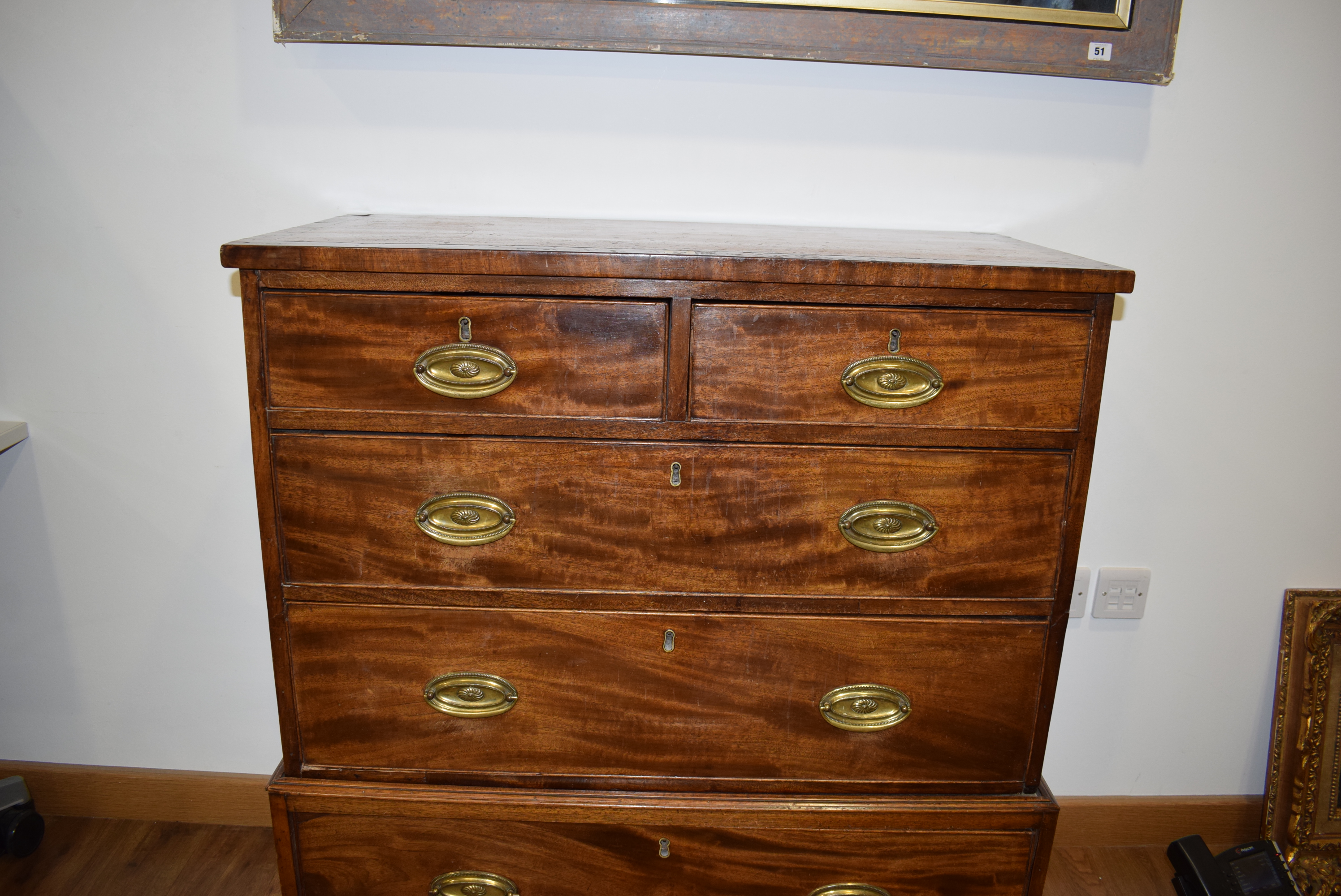 A 19th century mahogany and crossbanded chest-on-chest of low proportions, - Image 11 of 17