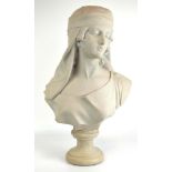 A late 19th/early 20th century alabaster bust modelled as Ruth the Moabitess,