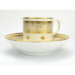 A late 18th/early 19th century Royal Crown Derby coffee can and saucer dish gilt decorated with