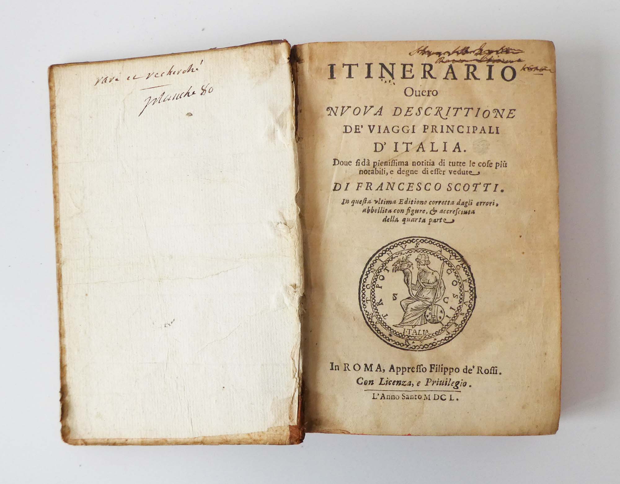 Franciscus Schottus : Itinerario Overo Nvova Descrittione De' Viaggi Principali D'Italia,