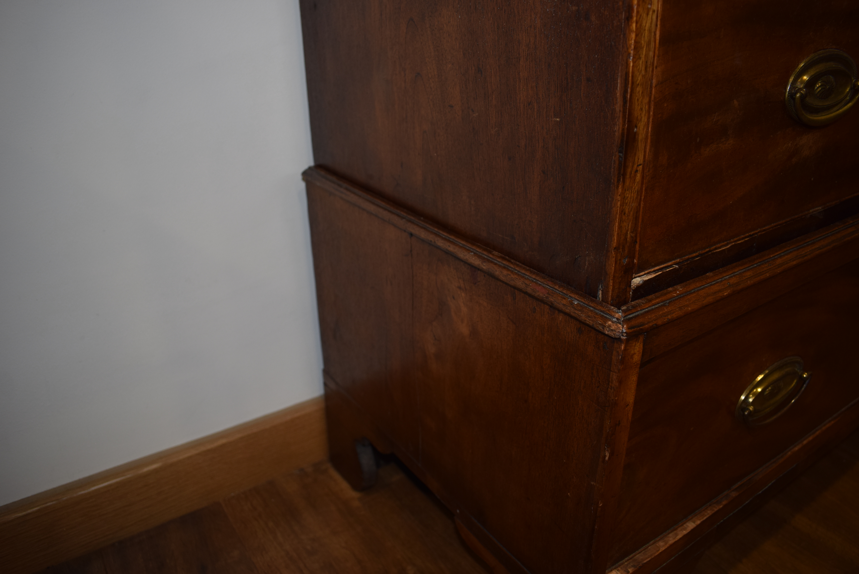 A 19th century mahogany and crossbanded chest-on-chest of low proportions, - Image 8 of 17