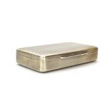 A Continental silver, parcel gilt and engine turned snuff box of cushioned rectangular form, w.