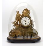 A late 19th century figural mantel timepiece, the enamelled face with Roman numerals,