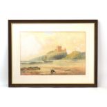 George Pelham Dixon (1859-1898), Bamburgh Castle from the shore, signed and dated 1897, watercolour,