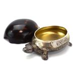 An early 20th century novelty silver and faux tortoiseshell match striker in the form of a turtle,