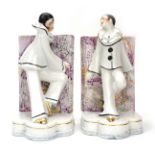 A pair of PM&M Grafenthal bookends modelled as a pair of pierrot, h.