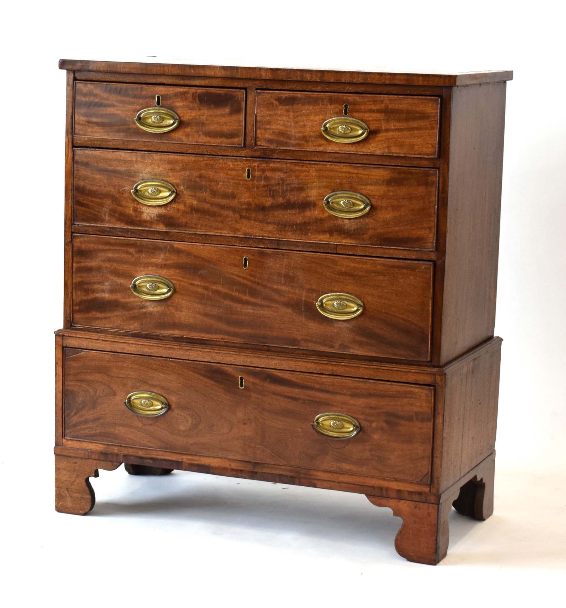 A 19th century mahogany and crossbanded chest-on-chest of low proportions, - Image 2 of 17