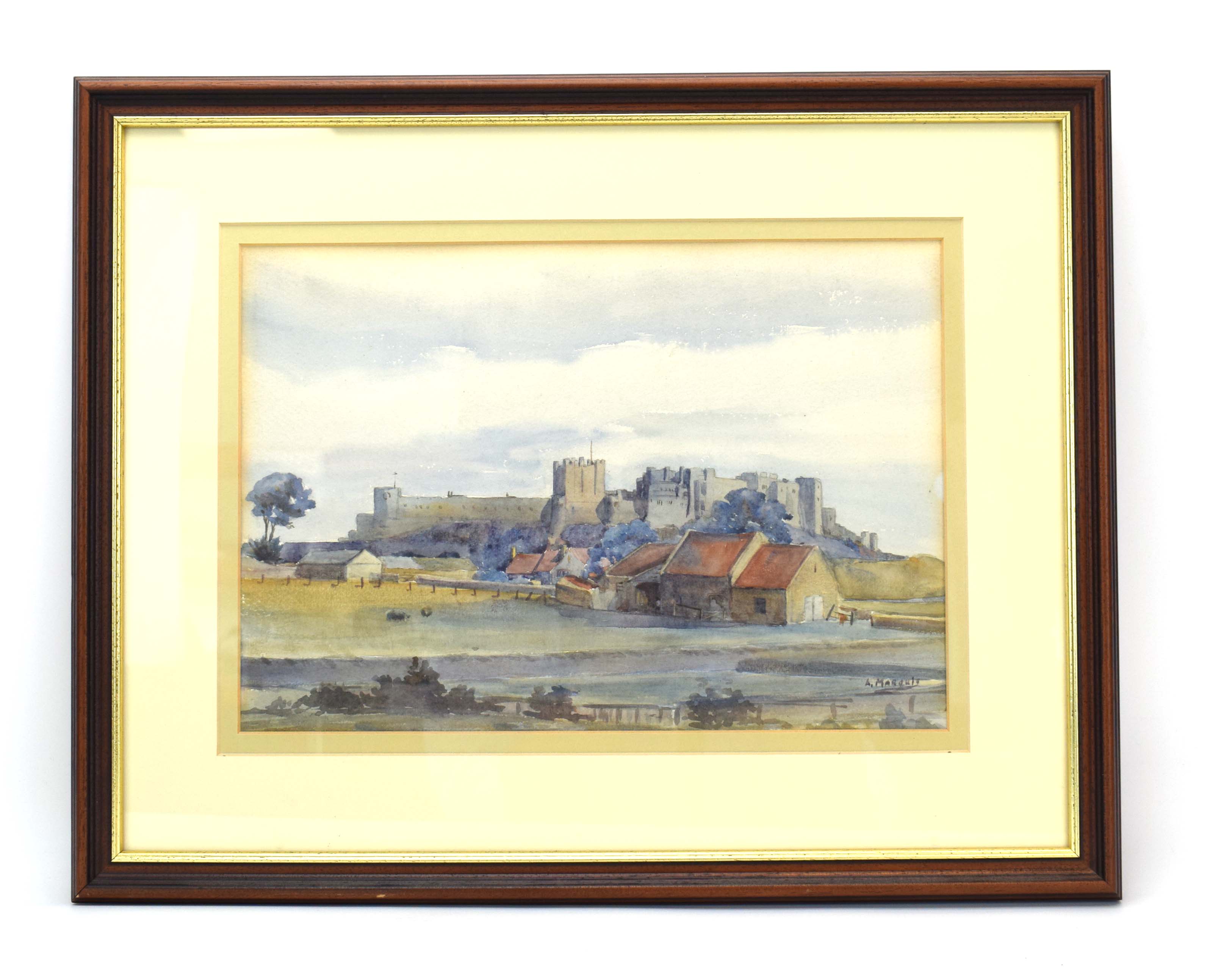 Alice Marquis (20th Century), Bamburgh Castle, signed, watercolour,