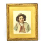 19th Century School, A head and shoulders portrait of a boy wearing a cap,